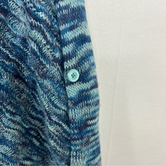 Soft Surroundings Zadie Open Front Blue Marled Knit Sweater Cardigan Size Medium - Picture 4 of 12